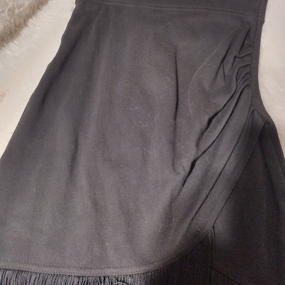 VINTAGE Black Fringe Skirt 90 S_Contempo Casuals SZ Large Stretch/ See Pics Rare - Picture 6 of 14